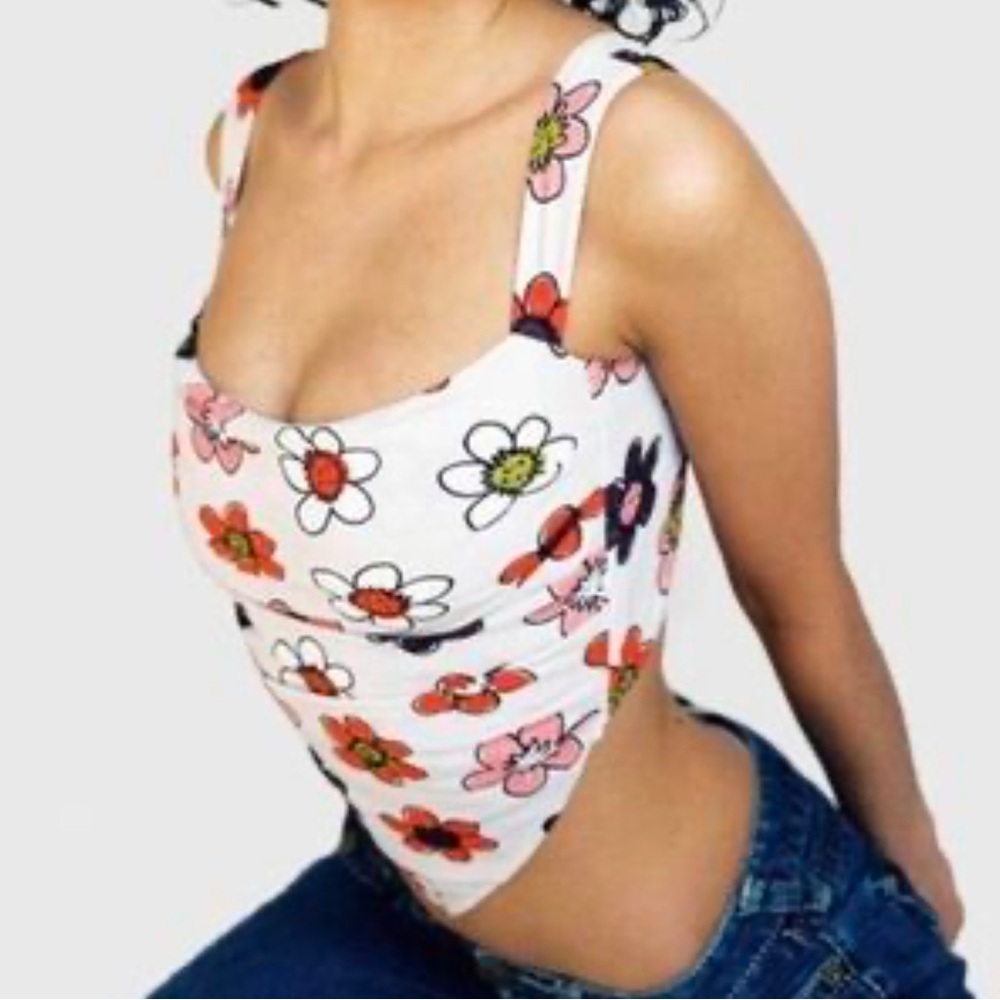 Miaou Red and Brown Floral Top